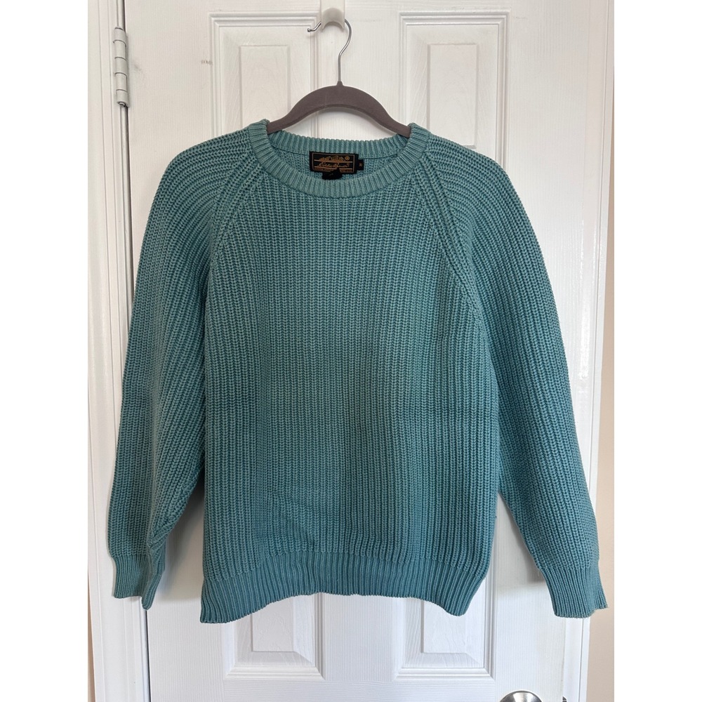 Vintage Eddie Bauer Chunky Ribbed Knit Crewneck Sweater - Teal / Size M
